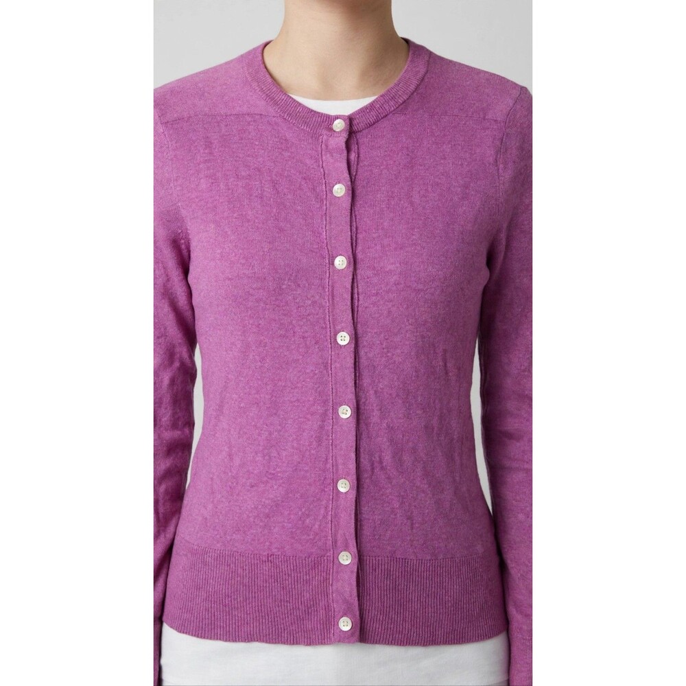 Eddie Bauer Purple Button Front Cardigan Crew Neck Long Sleeve Knit Women S